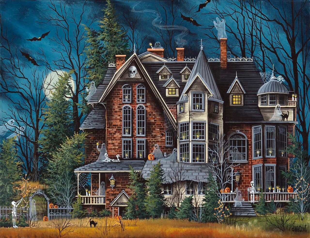 Sunsout Decorating the Haunted House 500 pc Halloween Jigsaw Puzzle 32715